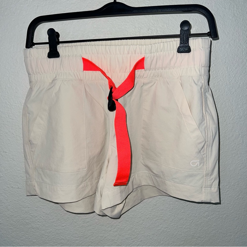 GAP Cream Athletic Shorts with Neon Orange Details